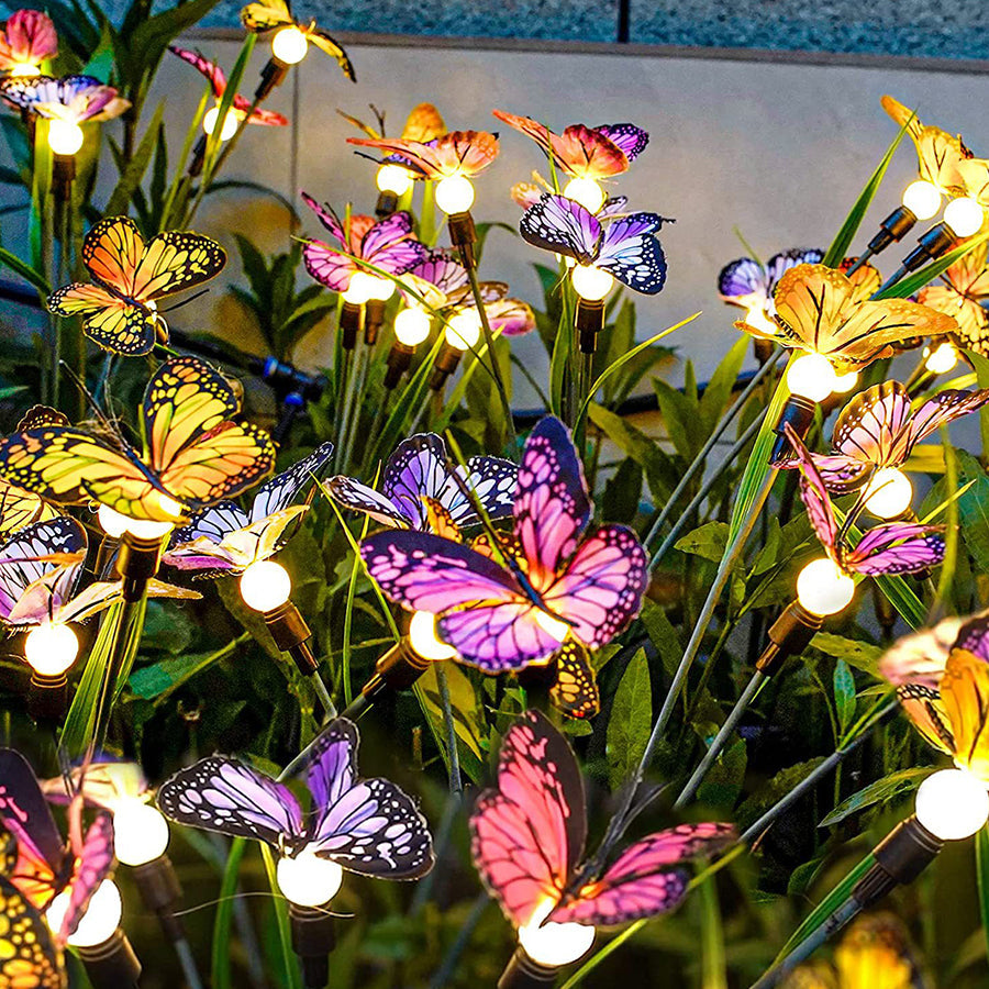 Lumière Butterfly Solar Garden Stake Lights, Set of Six, Warm White