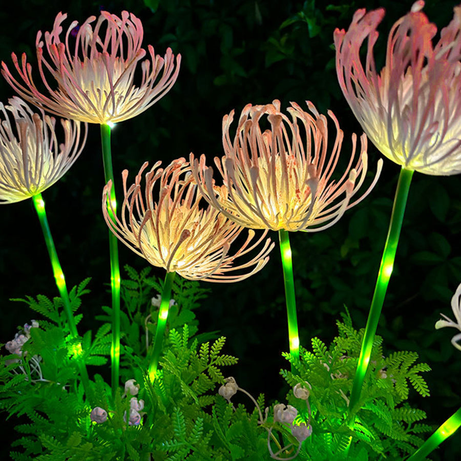Solar Red Spider Lily Garden Lights | Waterproof LED Landscape Lighting, Set of 4