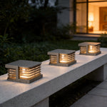 Modern Solar Gate Pillar Lights in Stainless Steel for Outdoor Entryways