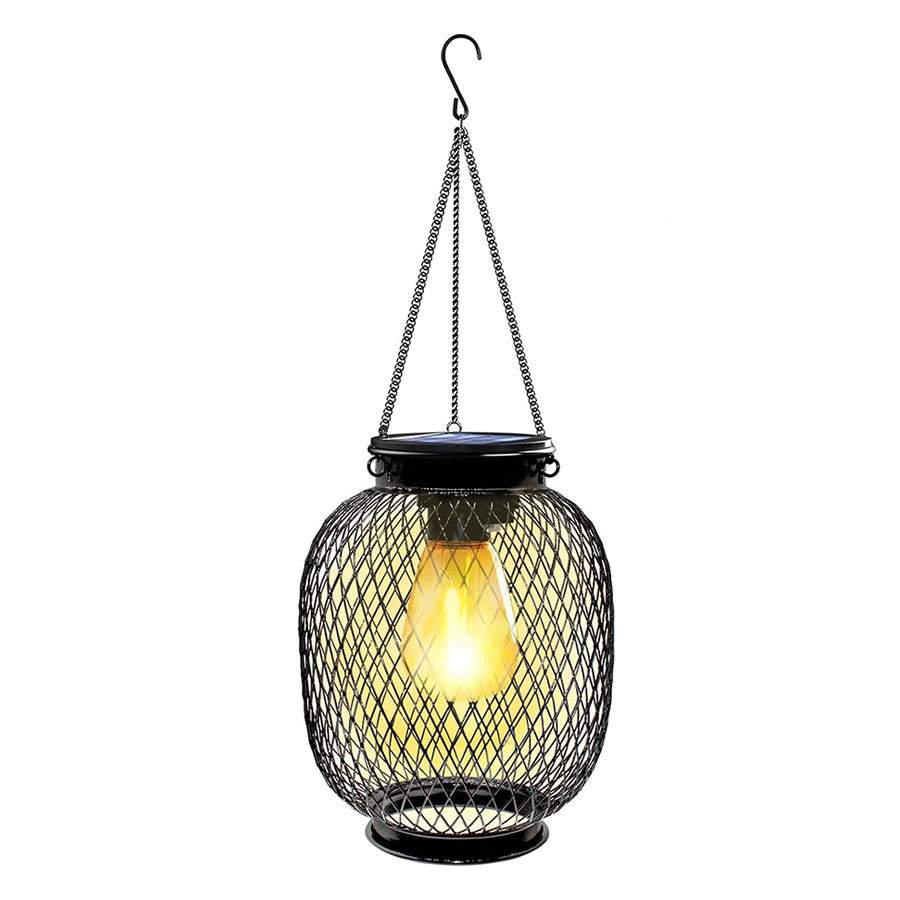 Solar-Powered Iron Lantern Hanging Lights for Outdoor Ambiance