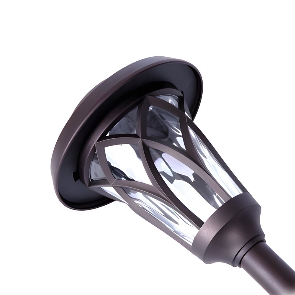 Retro Modern Solar LED Stake Lights in Glass and Stainless Steel for Pathways and Gardens