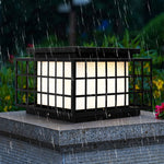 Stainless Steel Solar Pillar Lights with Alabaster Shade for Modern Courtyards
