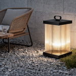 Ripple Glass Solar Lanterns for Garden, Modern Black Outdoor Lighting