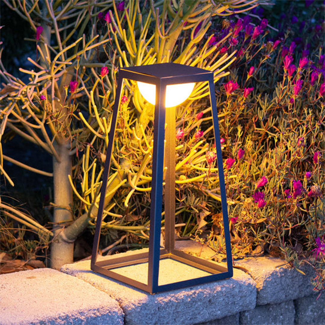 Modern Outdoor Floor Lantern with Stainless Steel Frame and Warm LED Glow