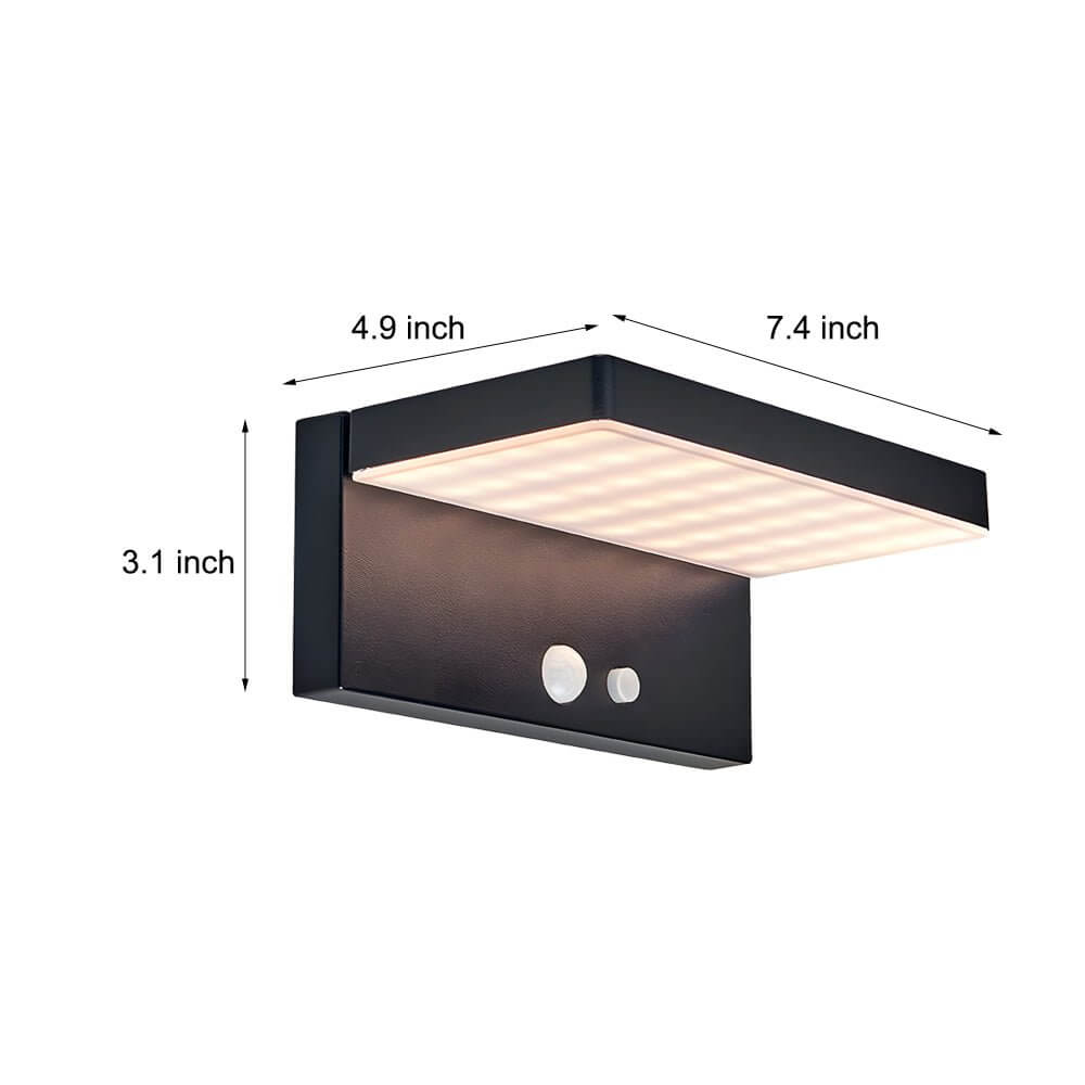 Modern Solar LED Outdoor Wall Light with Motion Sensor, Black Aluminum