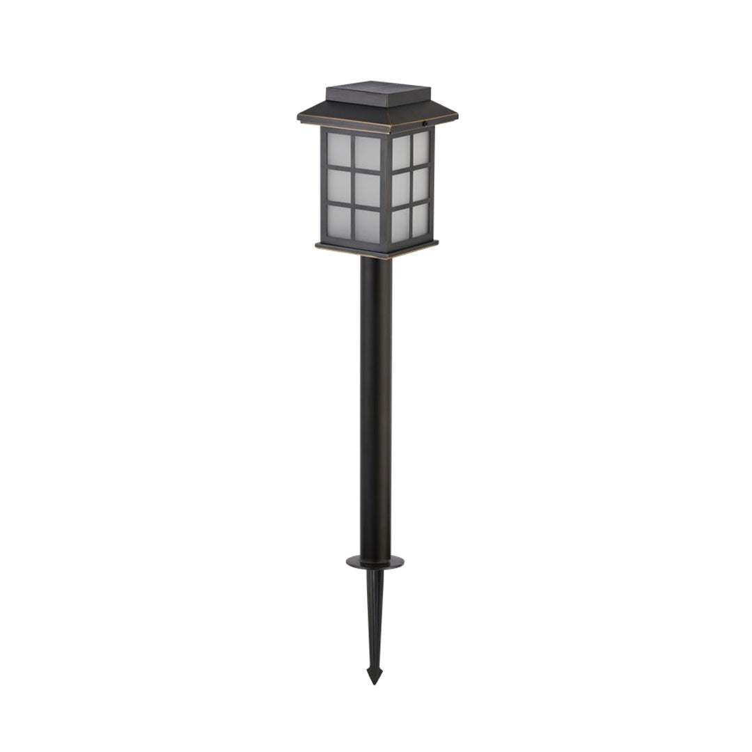 Solar Copper Path Light with Glass Shade for Courtyard Walkways
