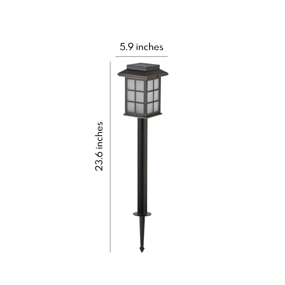 Solar Copper Path Light with Glass Shade for Courtyard Walkways