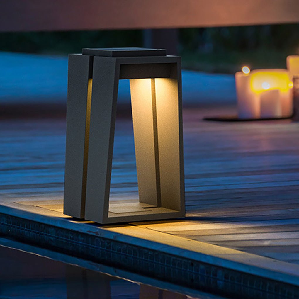 Minimalist Trapezoid Solar Bollard Lights for Modern Outdoor Spaces