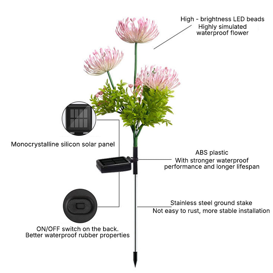 Solar Red Spider Lily Garden Lights | Waterproof LED Landscape Lighting, Set of 4