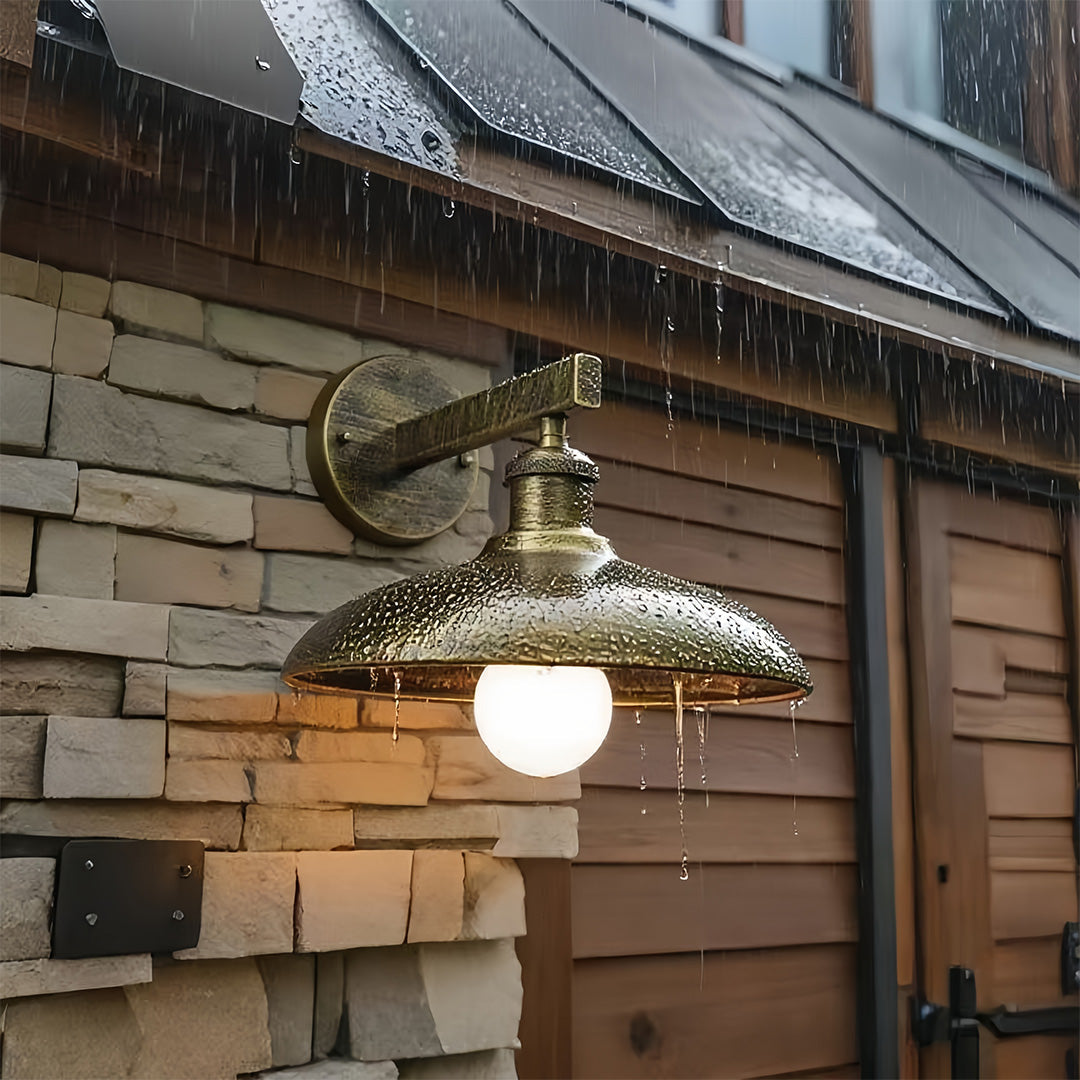 Vintage Outdoor Wall Sconce with Rust-Resistant Iron Frame and Warm LED Glow