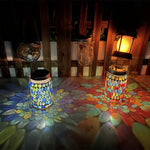 Artisan Solar Glass Mosaic Lantern for Garden and Patio
