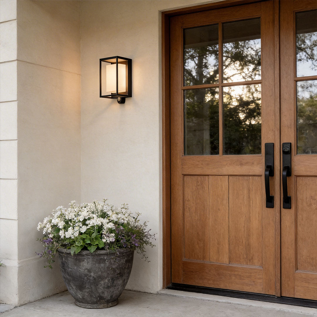 Modern Solar Wall Sconce with Motion Sensor for Outdoor Living Spaces