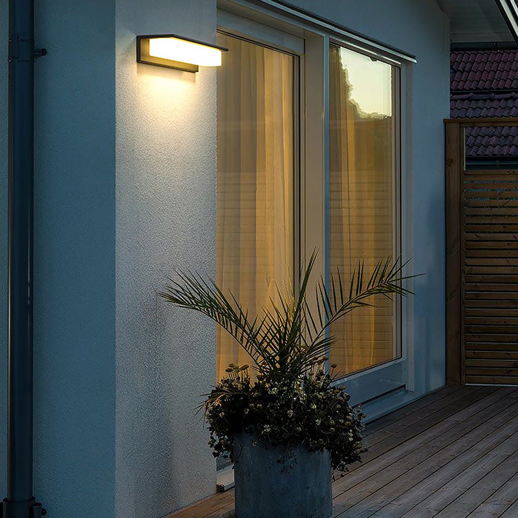 Modern Outdoor Wall Sconce with Warm LED Light in Black Aluminum