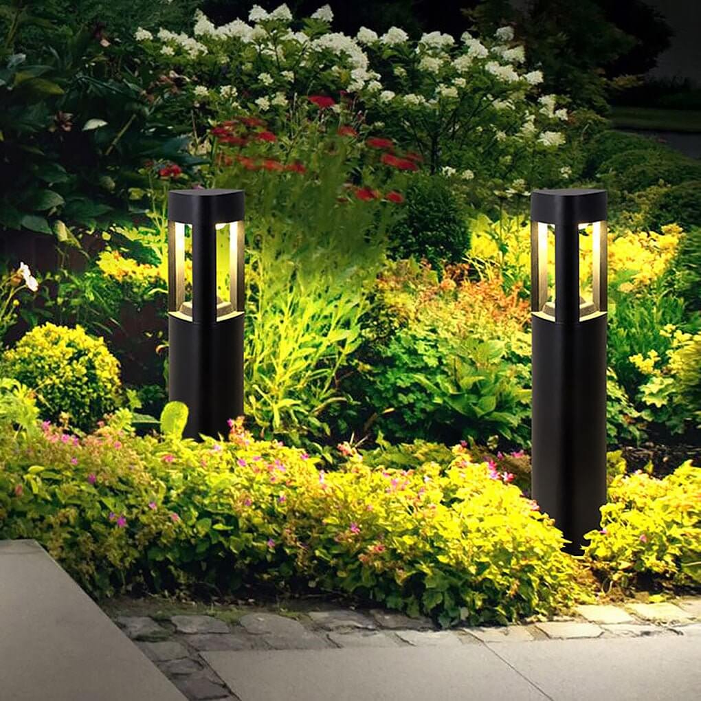 Hollow Bollard Light with Three-Sided Illumination for Modern Landscapes
