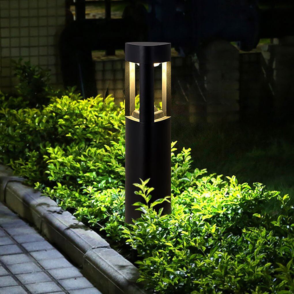Hollow Bollard Light with Three-Sided Illumination for Modern Landscapes