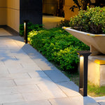 Modern Solar Pathway Bollard Light in Black Aluminum for Garden Walkways