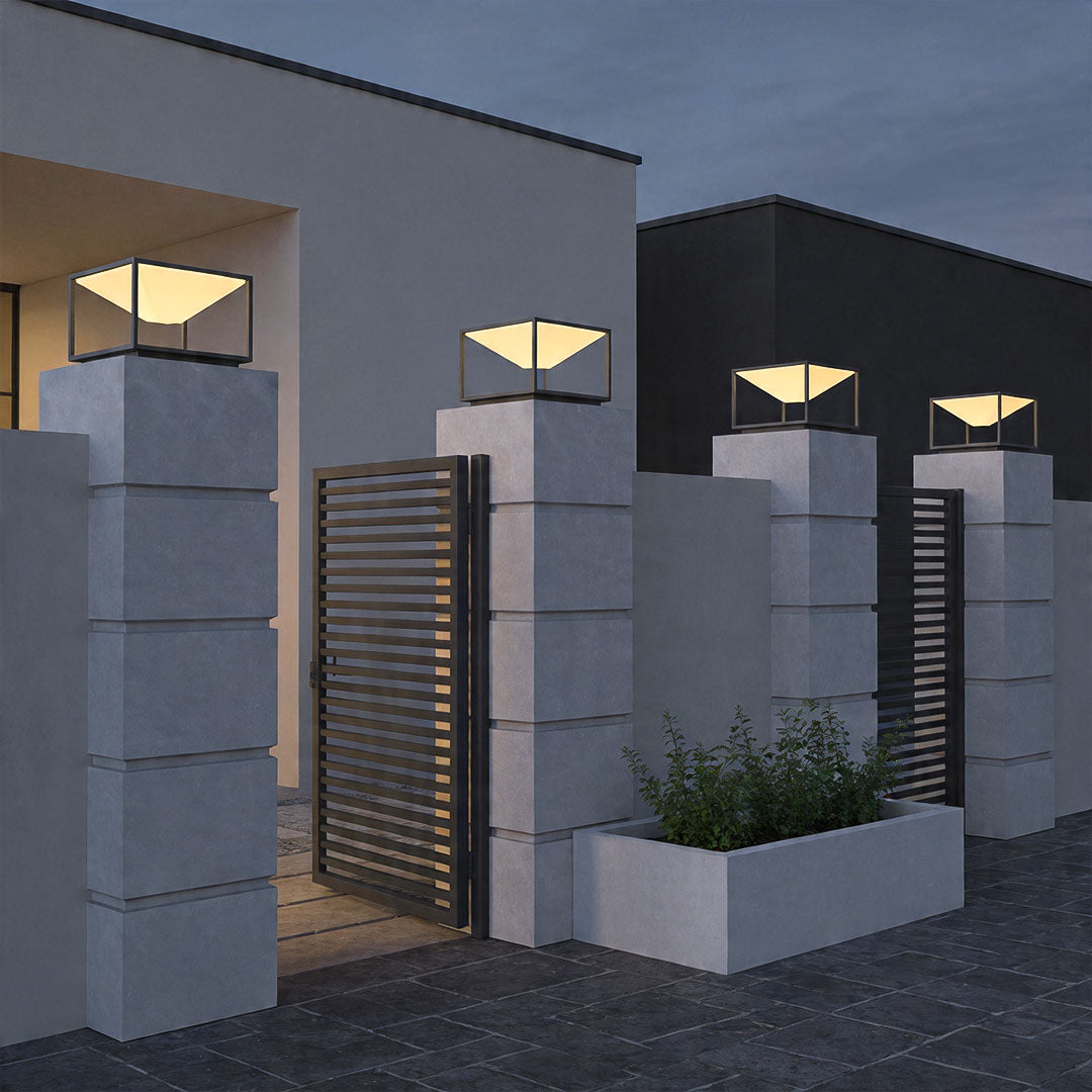 Modern Solar Pillar Light for Outdoor Gardens in Stainless Steel