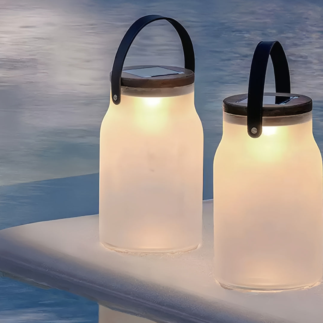 Solar Camping Lantern with Teak Handle – Portable LED Outdoor Light