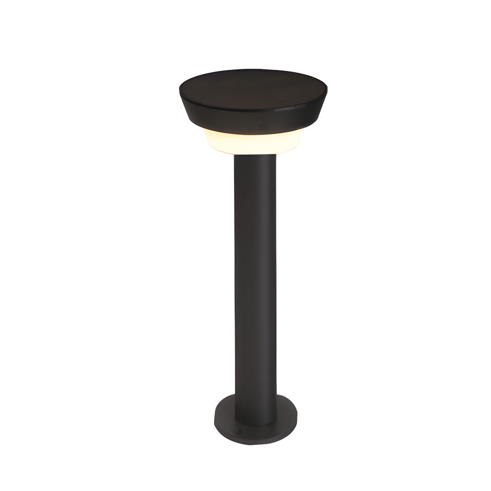Cylindrical Solar LED Bollard Path Light in Black Aluminum
