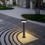 Cylindrical Solar LED Bollard Path Light in Black Aluminum