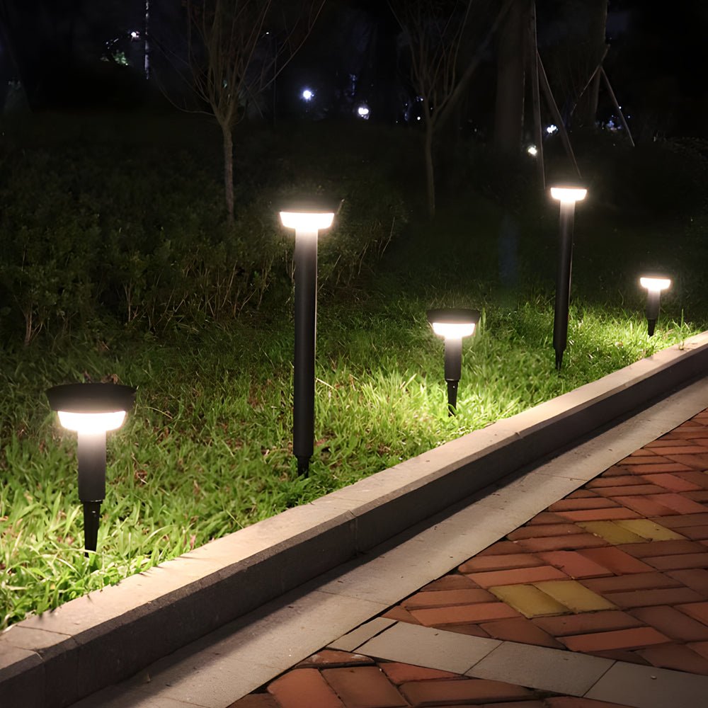 Cylindrical Solar LED Bollard Path Light in Black Aluminum