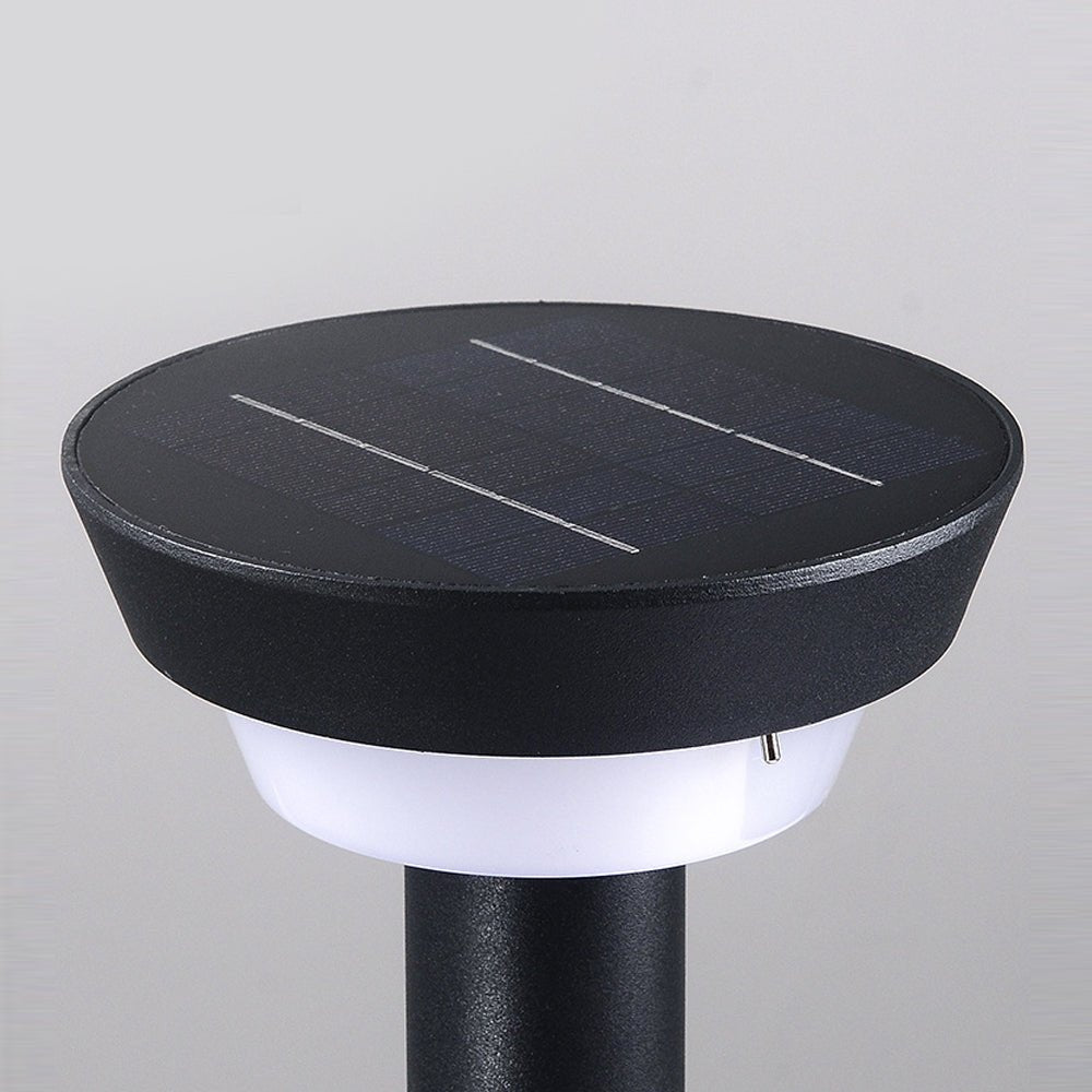 Cylindrical Solar LED Bollard Path Light in Black Aluminum