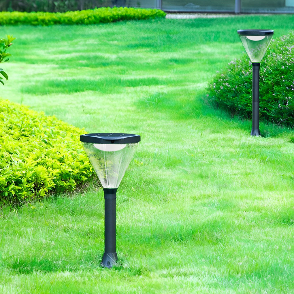 Modern Solar Path Lights in Black Aluminum for Landscape Illumination
