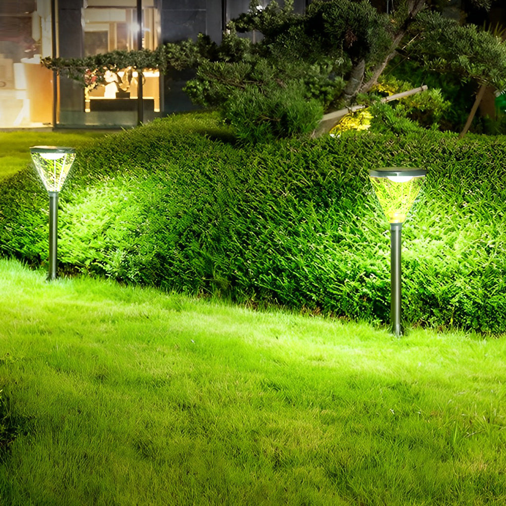 Modern Solar Path Lights in Black Aluminum for Landscape Illumination