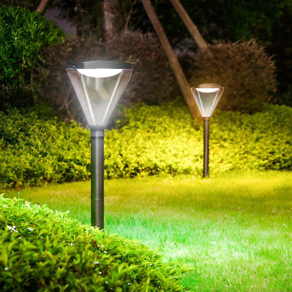 Modern Solar Path Lights in Black Aluminum for Landscape Illumination