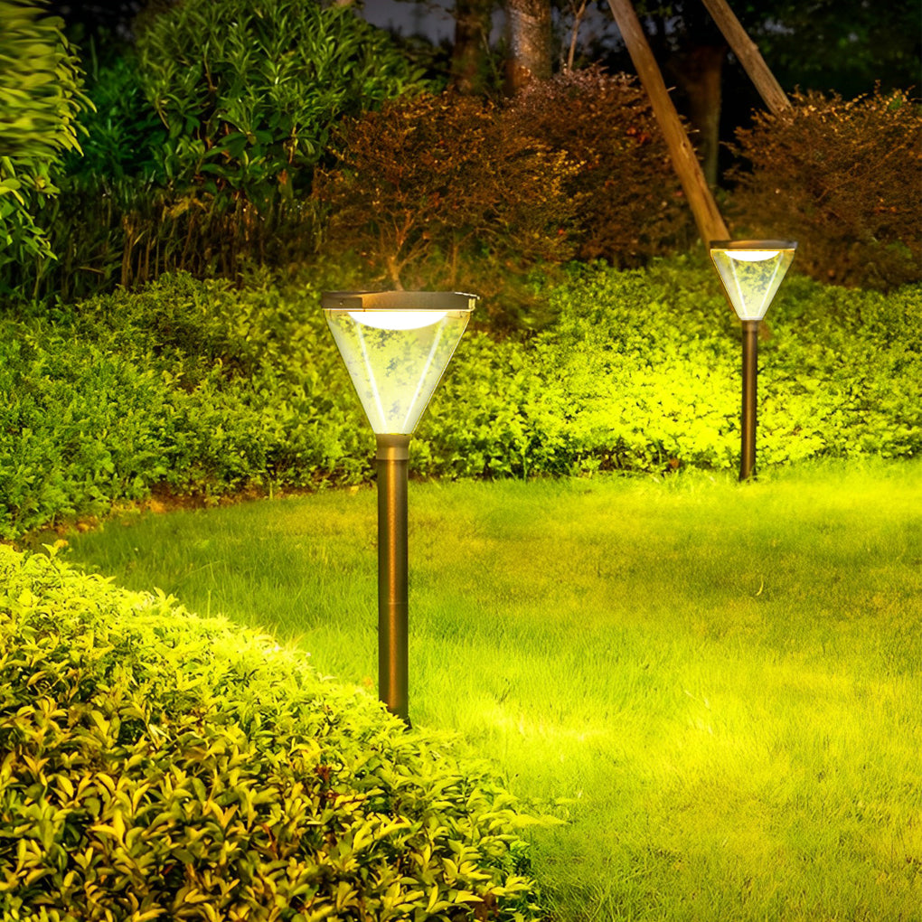 Modern Solar Path Lights in Black Aluminum for Landscape Illumination