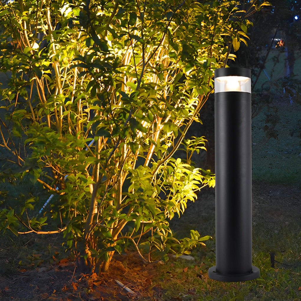 Modern Black Aluminum LED Bollard Light for Pathways & Gardens