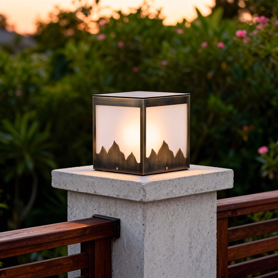 Modern Solar Pillar Lights – Copper Outdoor Square Post Lights