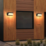 Solar-Powered Minimalist Outdoor Wall Sconce in Sand Black Aluminum