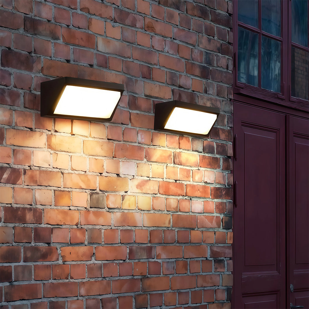 Solar-Powered Minimalist Outdoor Wall Sconce in Sand Black Aluminum