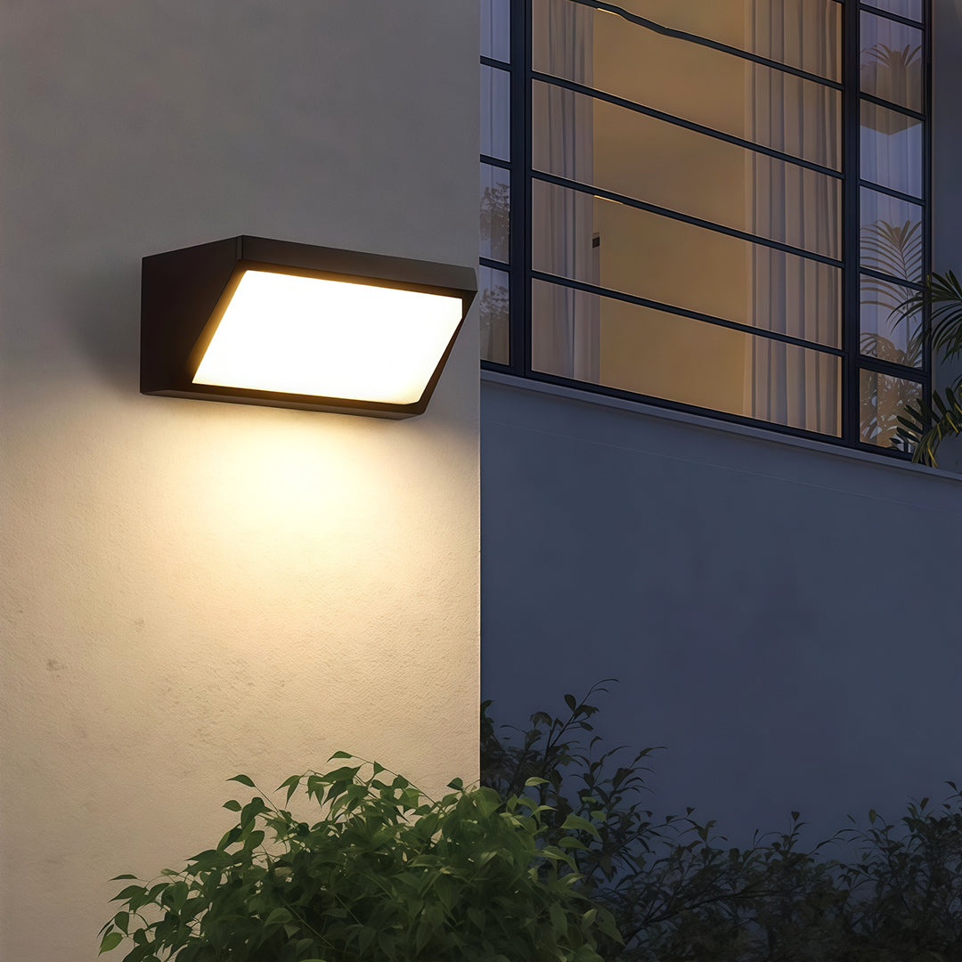 Solar-Powered Minimalist Outdoor Wall Sconce in Sand Black Aluminum