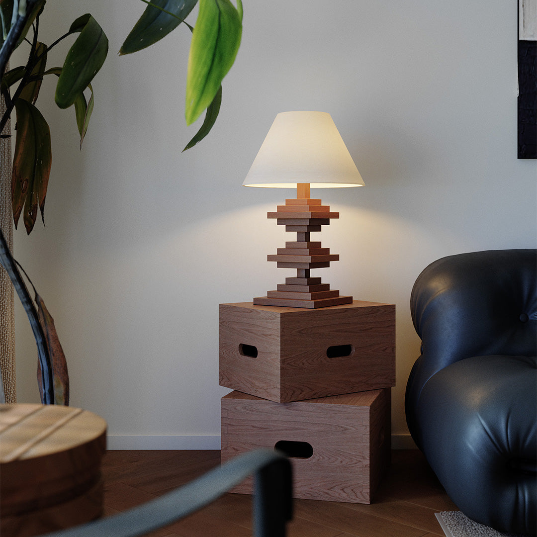 Heritage Wood Table Lamp with Full-Spectrum Warm LED Light