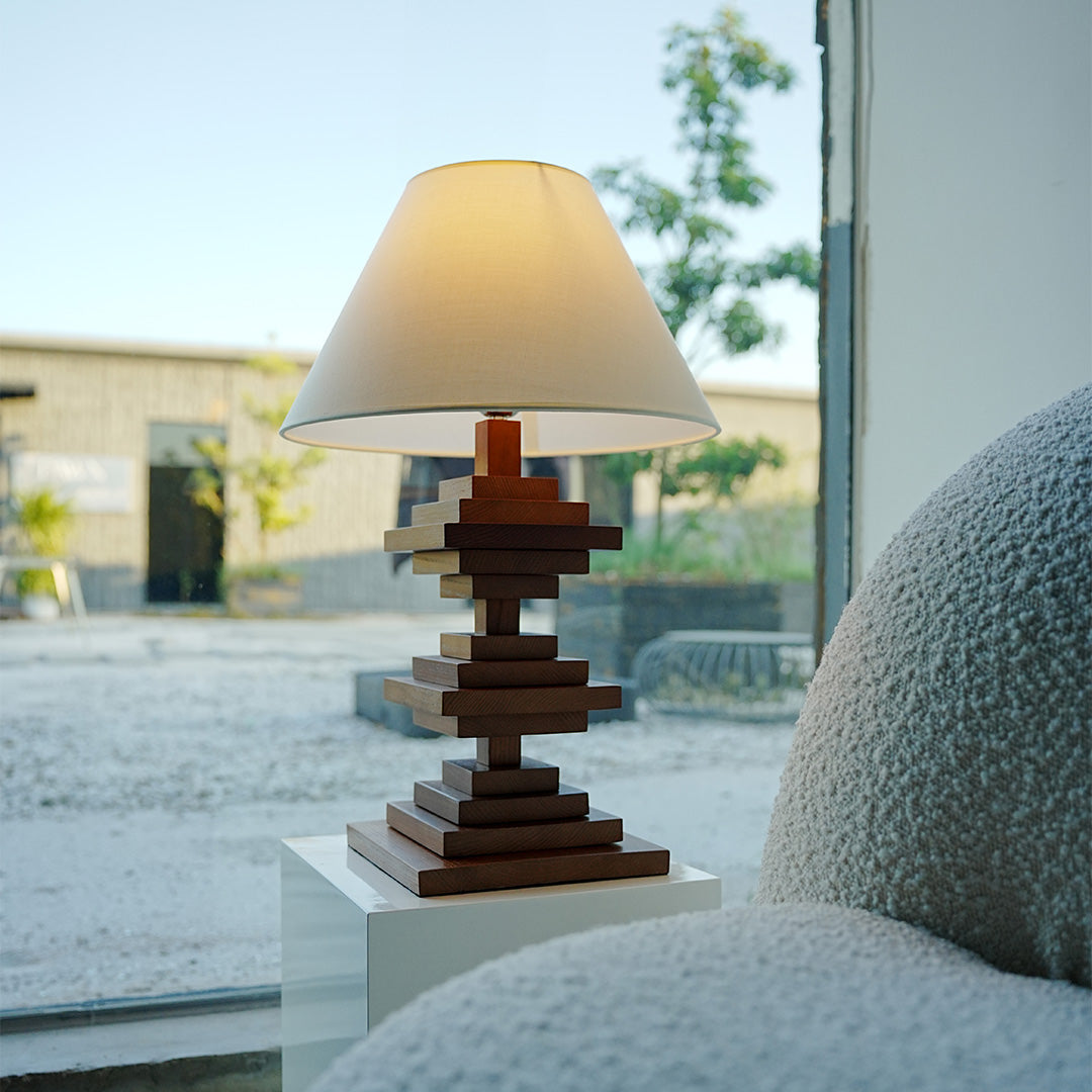 Heritage Wood Table Lamp with Full-Spectrum Warm LED Light