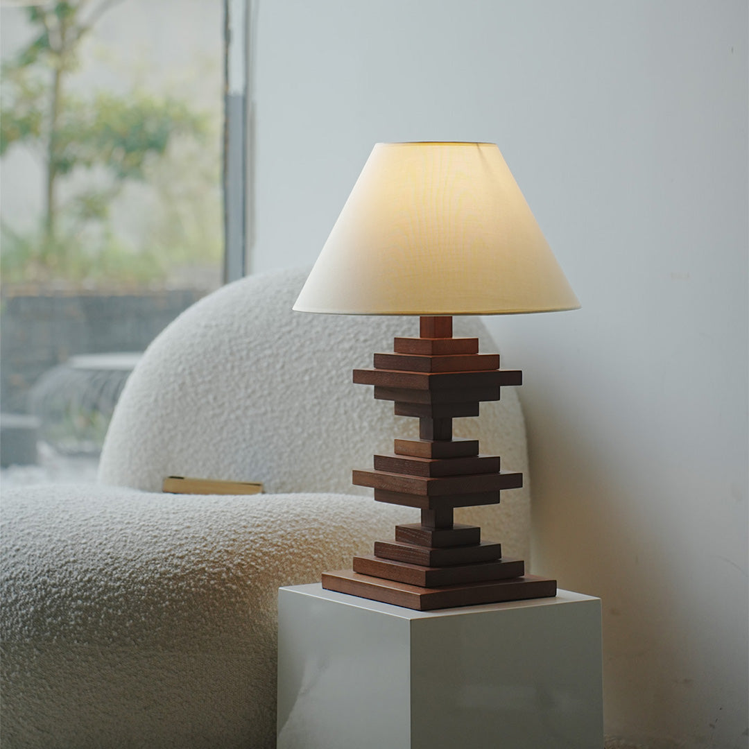 Heritage Wood Table Lamp with Full-Spectrum Warm LED Light