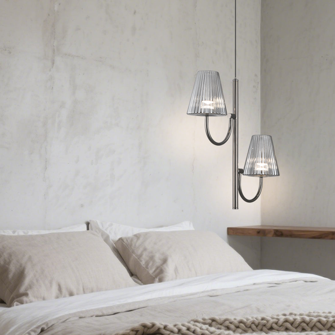 Modern Black LED Pendant Light with Glass Shade for Dining Room and Kitchen Island