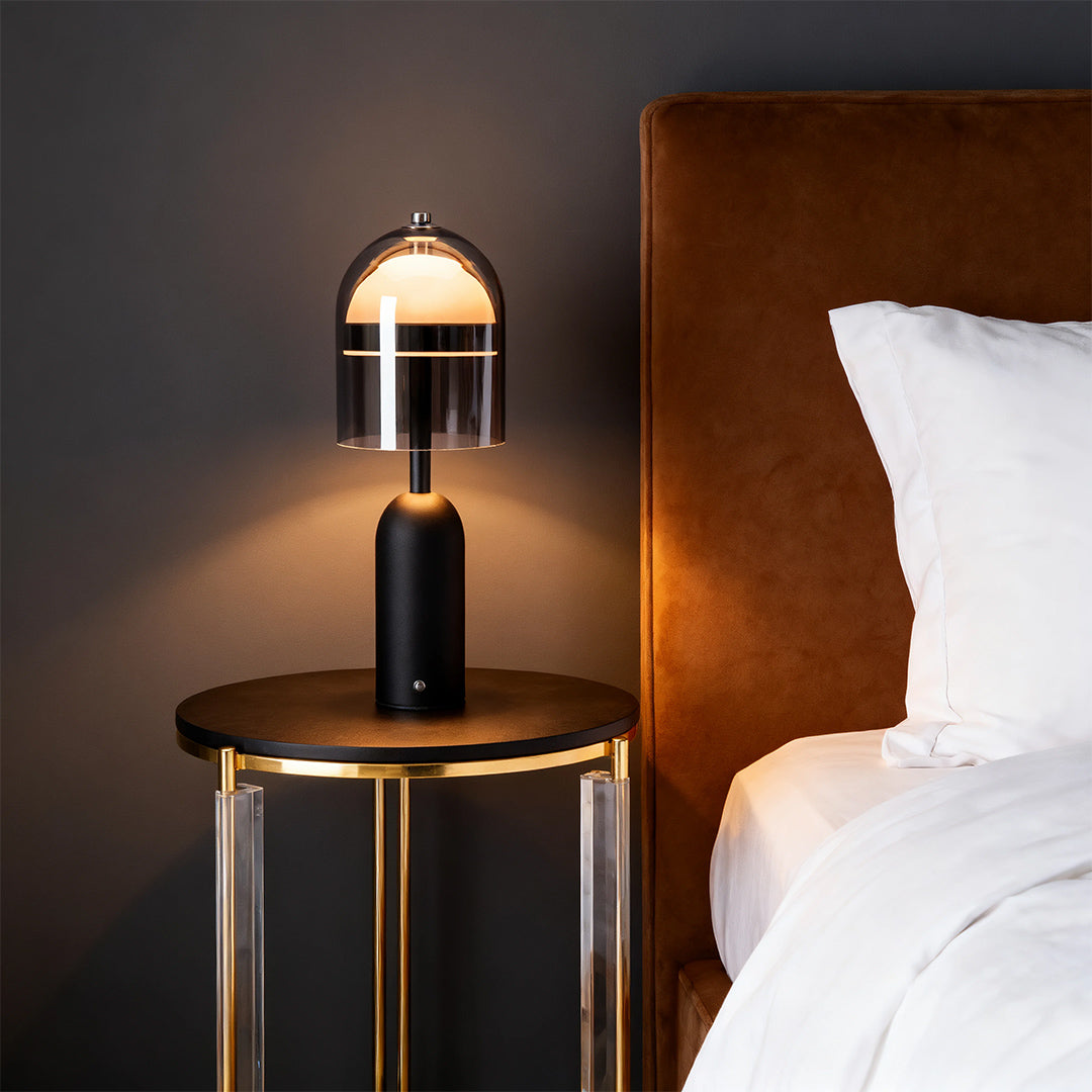 Italian Minimalist Glass Table Lamp with Dimmable LED