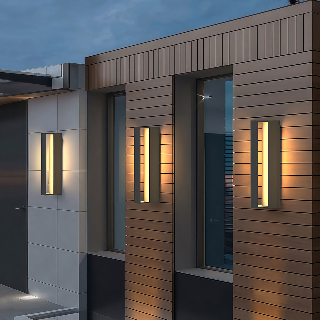 Modern Outdoor Wall Sconce in Matte Black Stainless Steel with Warm LED Light