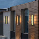 Modern Outdoor Wall Sconce in Matte Black Stainless Steel with Warm LED Light
