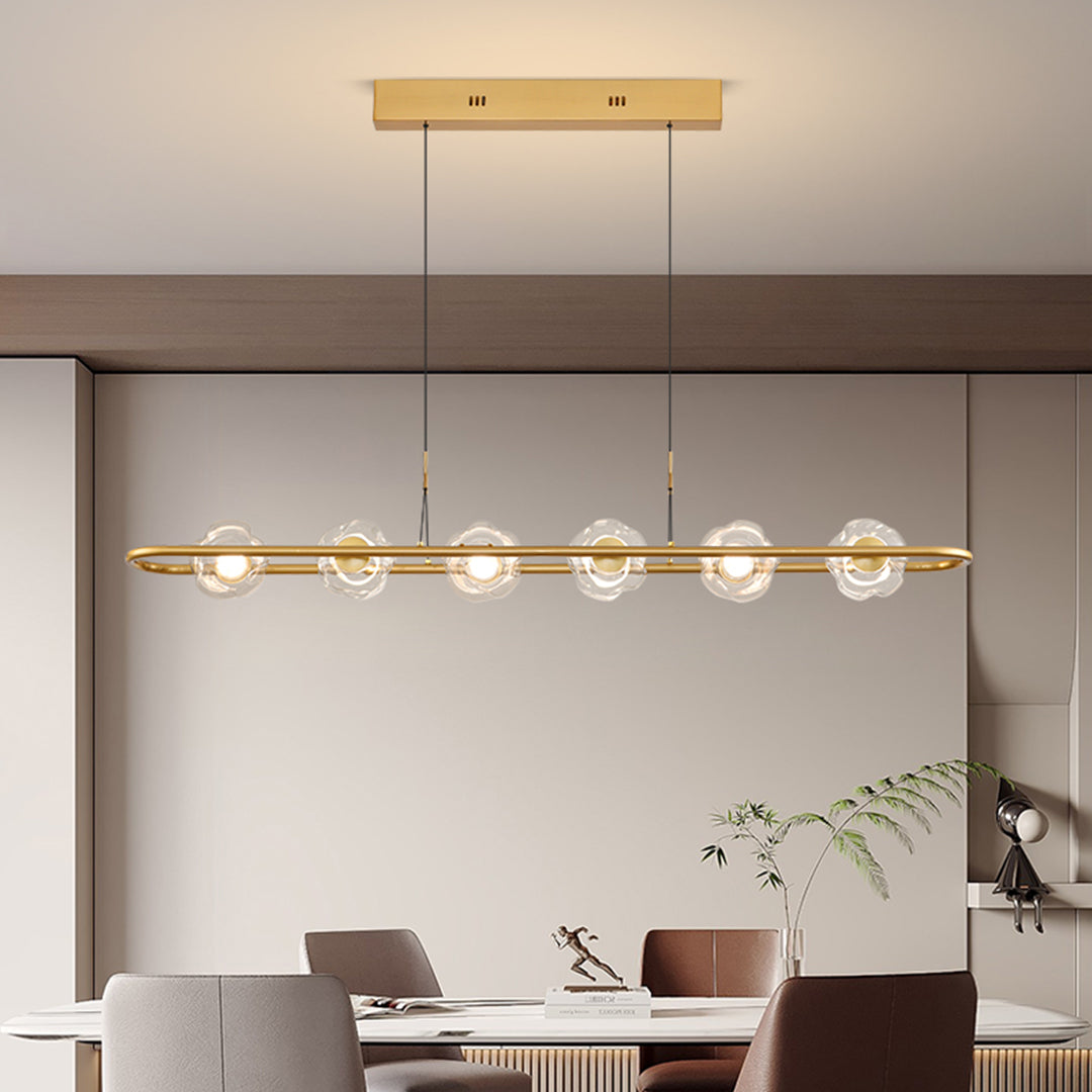 Modern Rise and Fall Pendant Light with Ribbed Glass Shade