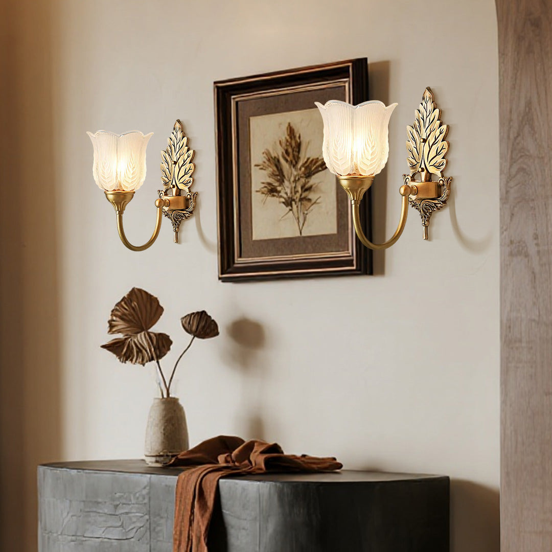 Artisan Brass Bud Wall Sconce with Glass Shade | Modern Vintage Lighting
