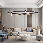 Modern Black Geometric LED Chandelier with Adjustable Hanging