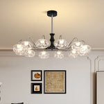 Art Glass LED Chandelier with Wrought Iron Frame, 8 or 12 Lights