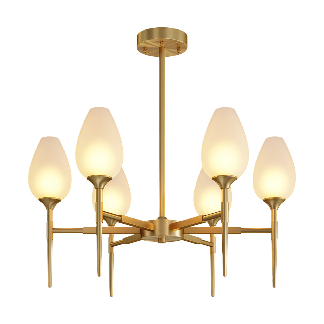 Lumina Brass Glass Chandelier – Modern Minimalist Ceiling Light