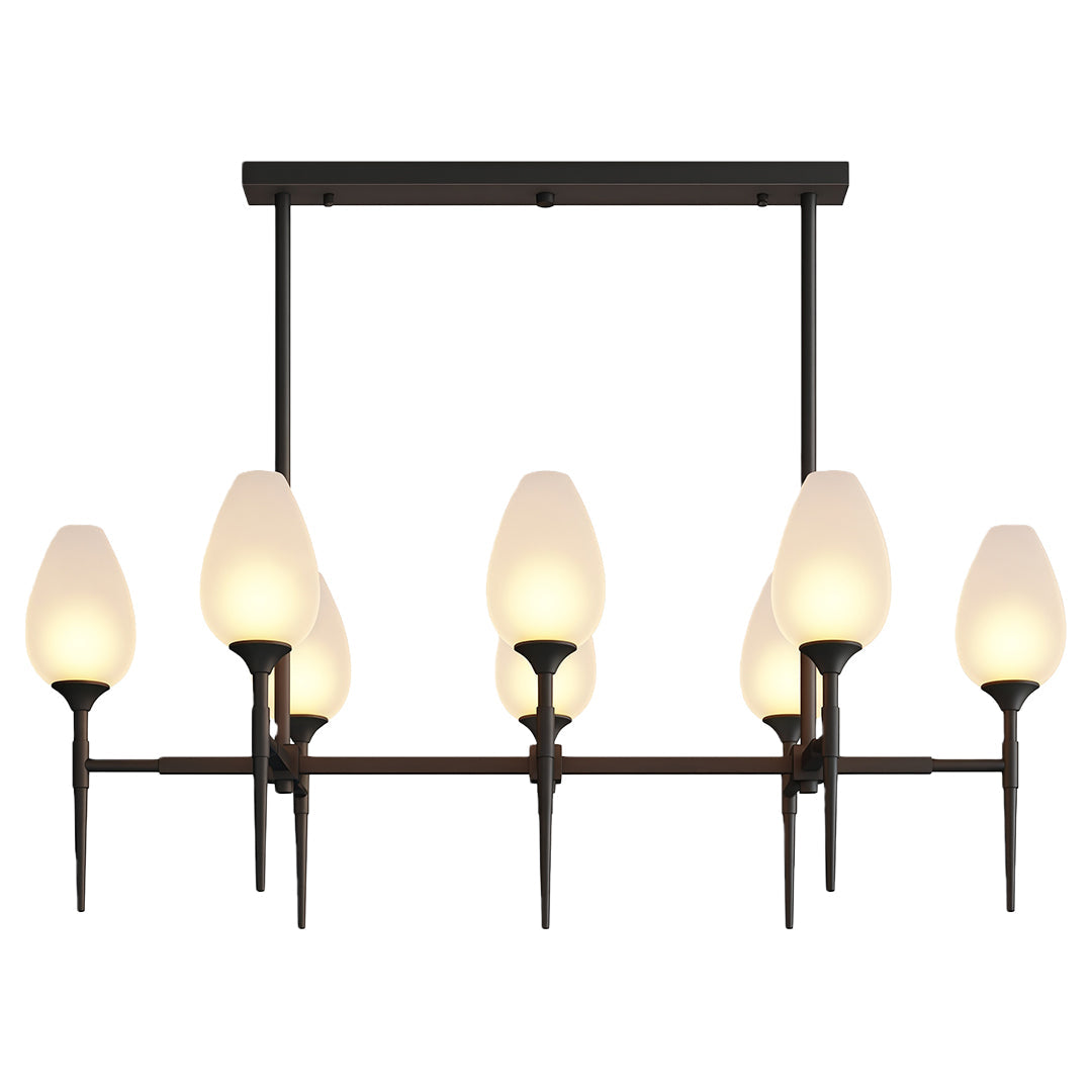 Lumina Brass Glass Chandelier – Modern Minimalist Ceiling Light