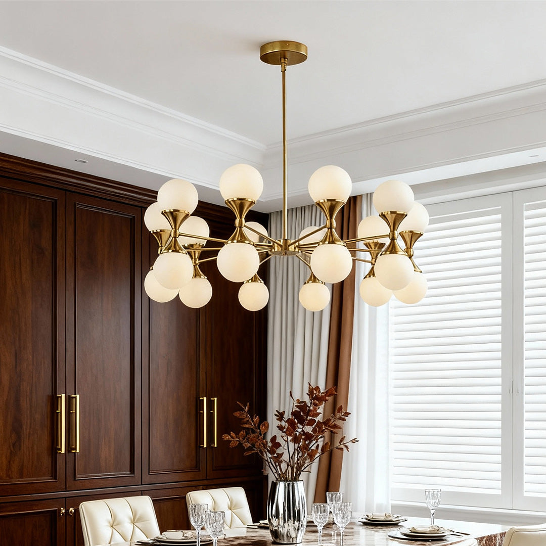 Nordic Bubble Glass Chandelier in Polished Copper with Clear Glass Shades