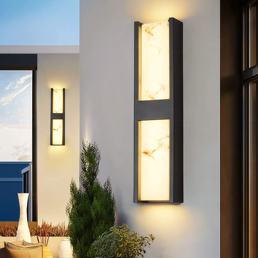 Modern Outdoor Wall Sconce with Marble Shade, IP54 Waterproof LED